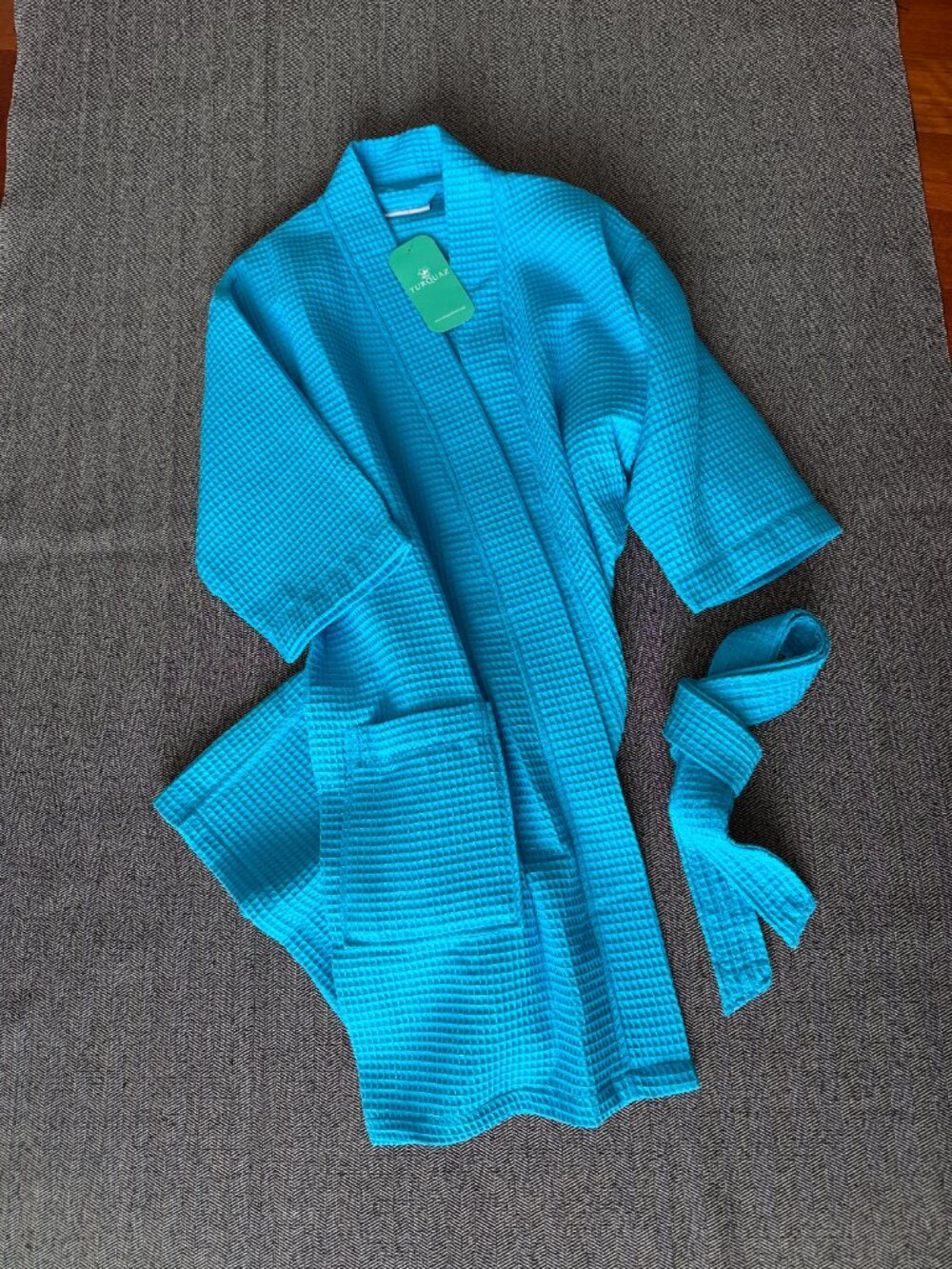 Turquoise Turquaz NWT Waffle Weave Bath Robe S/M - Picture 6 of 14